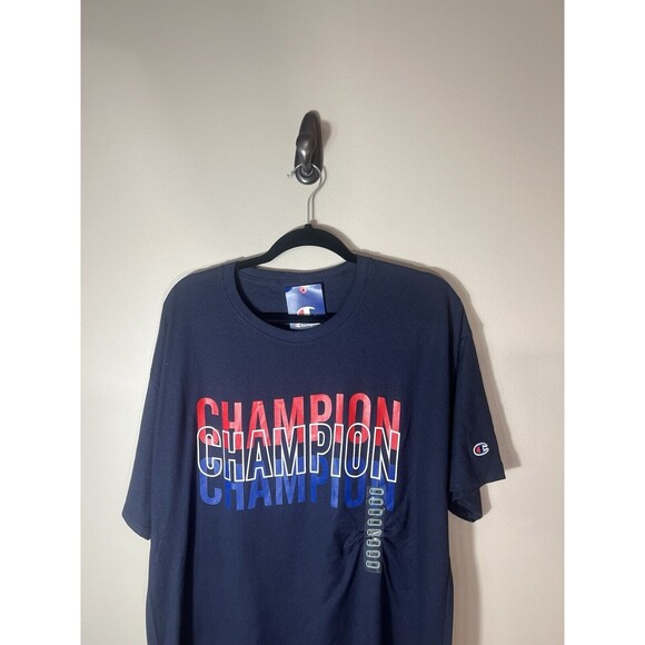Champion Men’s Red White Blue Triple Logo Tshirt Size XL NEW - Picture 5 of 9